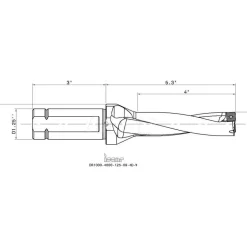 Indexable Insert Drill: DR1000-4000-125, 1" Max Dia, 4" Max Depth, 4xD, 1-1/4" Shank Dia