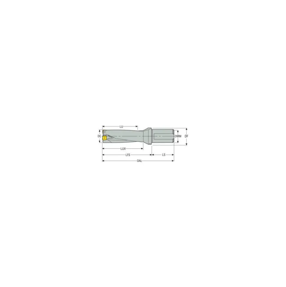 Indexable Insert Drill: SD523-0750-225-1000R7C, 3/4" Max Dia, 2-1/4" Max Depth, 3xD, 1" Shank Dia