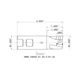 Indexable Square-Shoulder End Mill: HM90E90ADD1.25-3-W1.25, 1-1/4