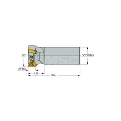 Indexable Square-Shoulder End Mill: HM390ETPD1.505W1.010, 1-1/2