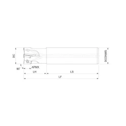Indexable Square-Shoulder End Mill: EPS11050RSU, 1/2