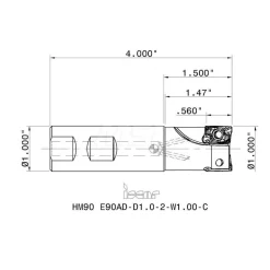 Indexable Square-Shoulder End Mill: HM90 E90AD-D1.0-2-W1.0, 1