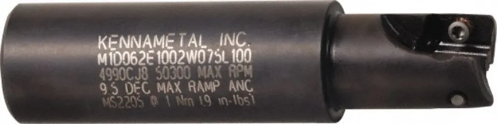 Indexable Square-Shoulder End Mill: M1D062E1002W075L100, 5/8" Cut Dia, 0.396" Max Depth of Cut, 3/4" Dia Weldon Flat Shank