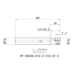 Indexable Square-Shoulder End Mill: HPE90AND122C1207C, Cylindrical Shank