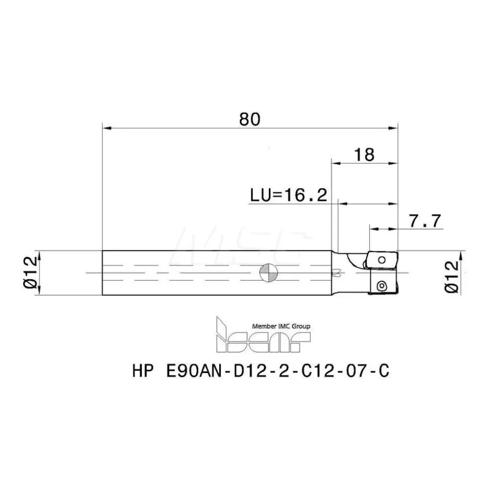 Indexable Square-Shoulder End Mill: HPE90AND122C1207C, Cylindrical Shank