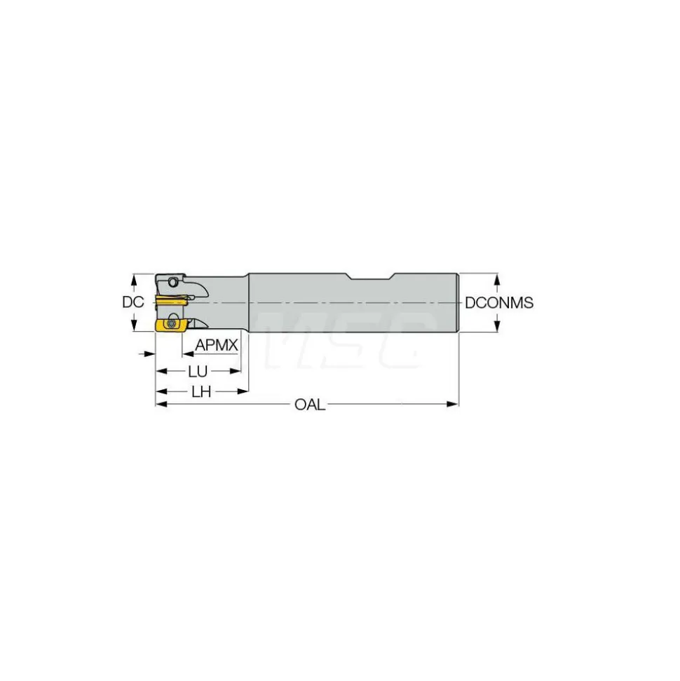 Indexable Square-Shoulder End Mill: HPE90AND122C1207C, Cylindrical Shank