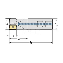 Indexable Square-Shoulder End Mill: F4042.UW19.019.Z02.11, 3/4" Cut Dia, 11 mm Max Depth of Cut, 3/4" Dia Weldon Flat Shank