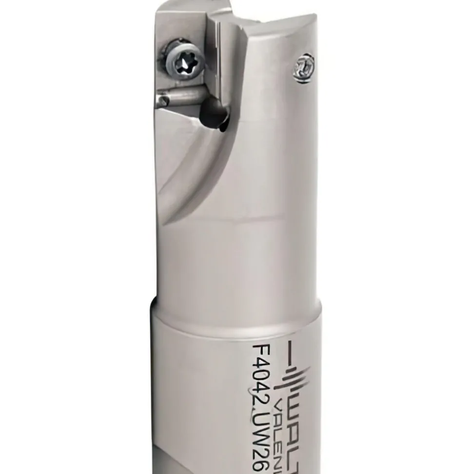 Indexable Square-Shoulder End Mill: F4042.UW26.026.Z02.15, 1" Cut Dia, 15 mm Max Depth of Cut, 1" Dia Weldon Flat Shank