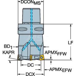 Indexable Square-Shoulder Face Mill: RA210-038C3-09M, 1.2598