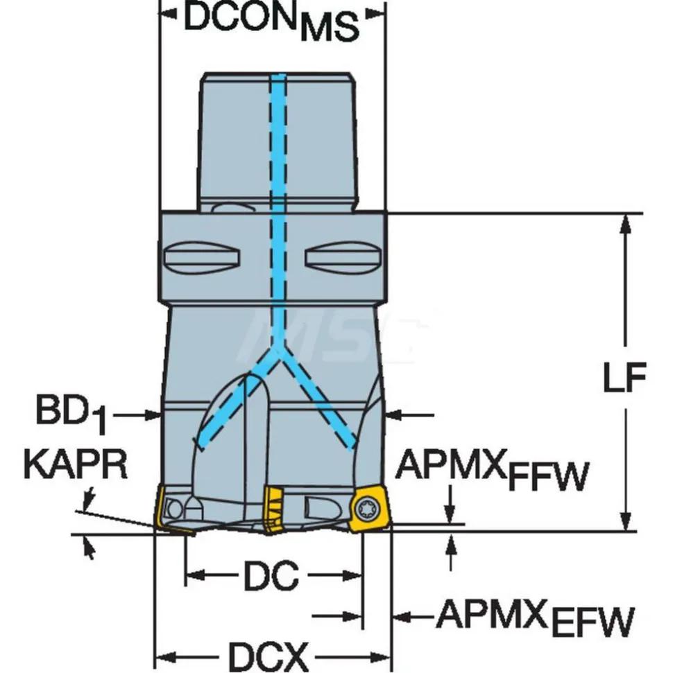 Indexable Square-Shoulder Face Mill: RA210-038C3-09M, 1.2598" Arbor Hole Dia, 0.0472" Max Cutting Depth
