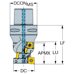 Indexable Square-Shoulder Face Mill: A690-038C6-1046H, 1-1/2'' Cut Dia, 2.4803" Arbor Hole Dia, 1.8110" Max Cutting Depth