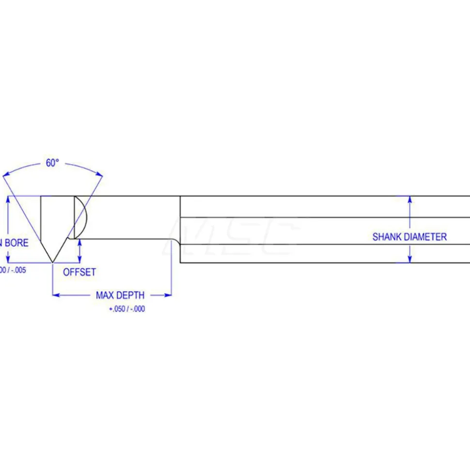 Indexable Threading Toolholder: Internal, Right Hand, 3/8 x 3/8" Shank