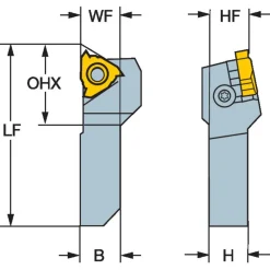 Indexable Threading Toolholder: External, Right Hand, 1/2 x 1/2