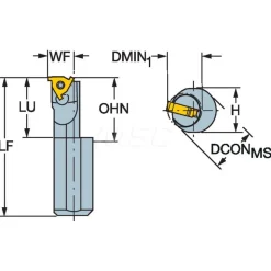 Indexable Threading Toolholder: Internal, Right Hand, 14.3 x 5/8