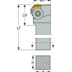 Indexable Threading Toolholder: External, Right Hand, 1-1/4 x 1-1/4" Shank
