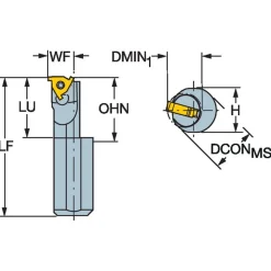 Indexable Threading Toolholder: Internal, Left Hand, 14.48 x 5/8