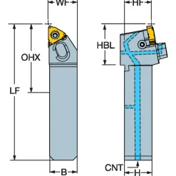 Indexable Threading Toolholder: Right Hand, 25.4 x 25.4 mm Shank