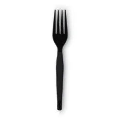 Individually Wrapped Forks, Plastic, Black, 1000/Carton