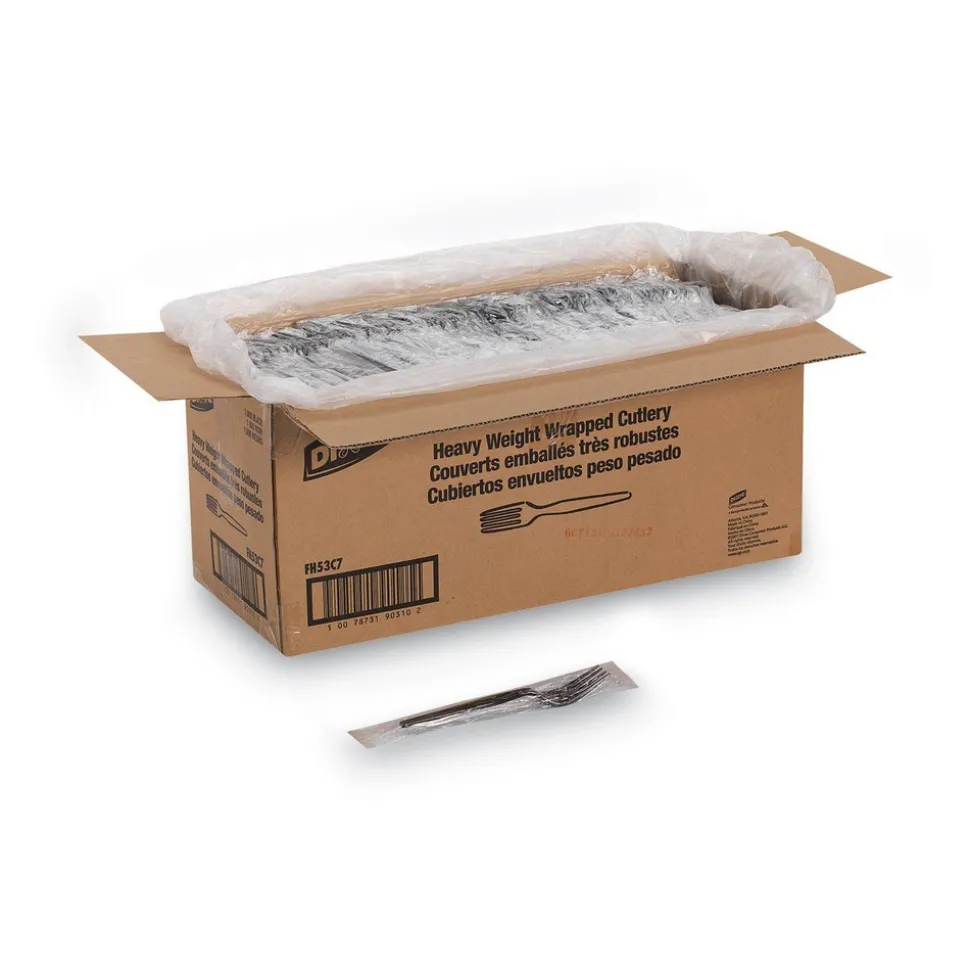 Individually Wrapped Forks, Plastic, Black, 1000/Carton