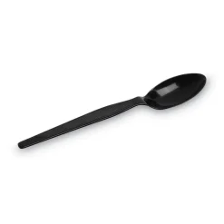 Individually Wrapped Teaspoons, Plastic, Black 1000/Carton