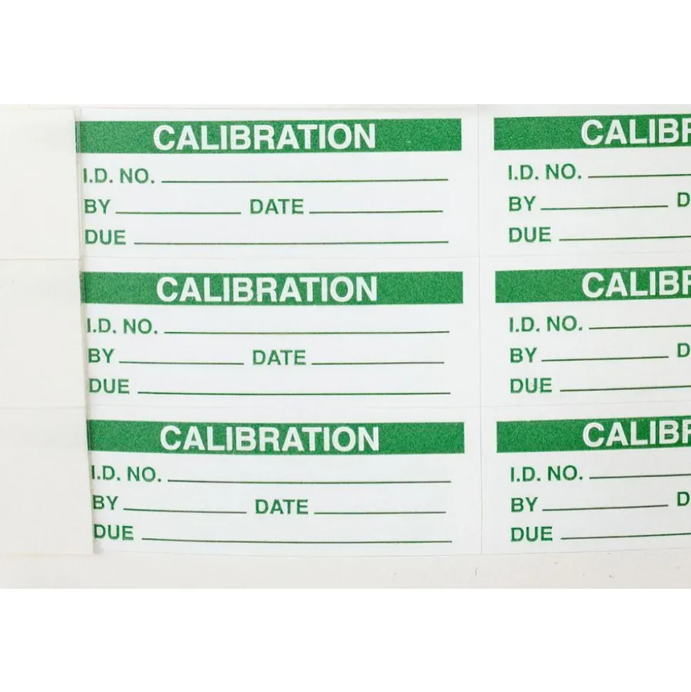 Inspection & Quality Label: "Calibration I.D. No.__ By__Date__Due__", Rectangle, 1.75" Wide