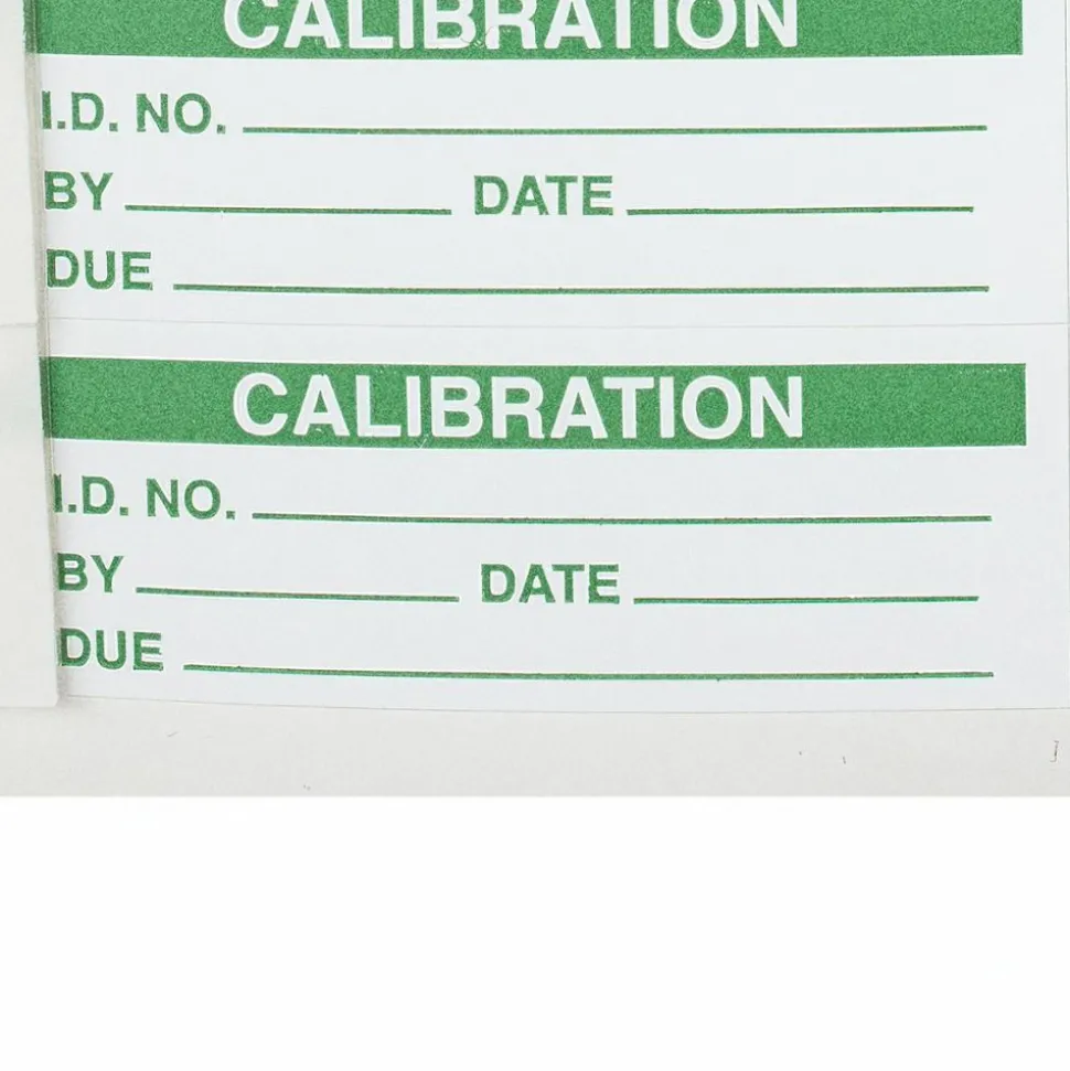 Inspection & Quality Label: "Calibration I.D. No.__ By__Date__Due__", Rectangle, 1.75" Wide