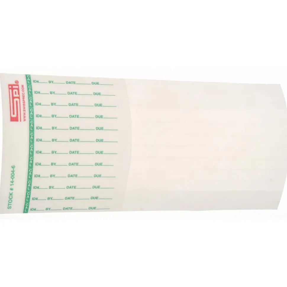 Inspection & Quality Label: "Calibration Id#__ By__Date__Due__", Rectangle, 6" Wide, 1/4" High