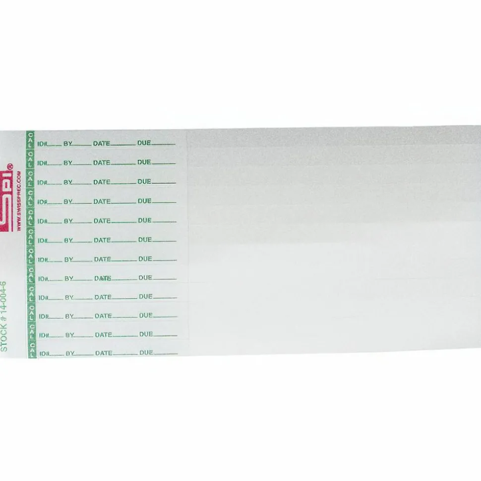 Inspection & Quality Label: "Calibration Id#__ By__Date__Due__", Rectangle, 6" Wide, 1/4" High
