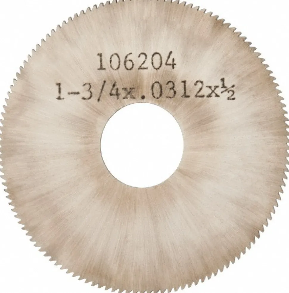 Jeweler's Saw: 1-3/4" Dia, 0.031" Thick, 1/2" Arbor Hole, 130 Teeth, Solid Carbide