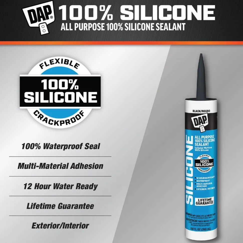 Joint Sealant: 10.1 oz Tube, Black, RTV Silicone