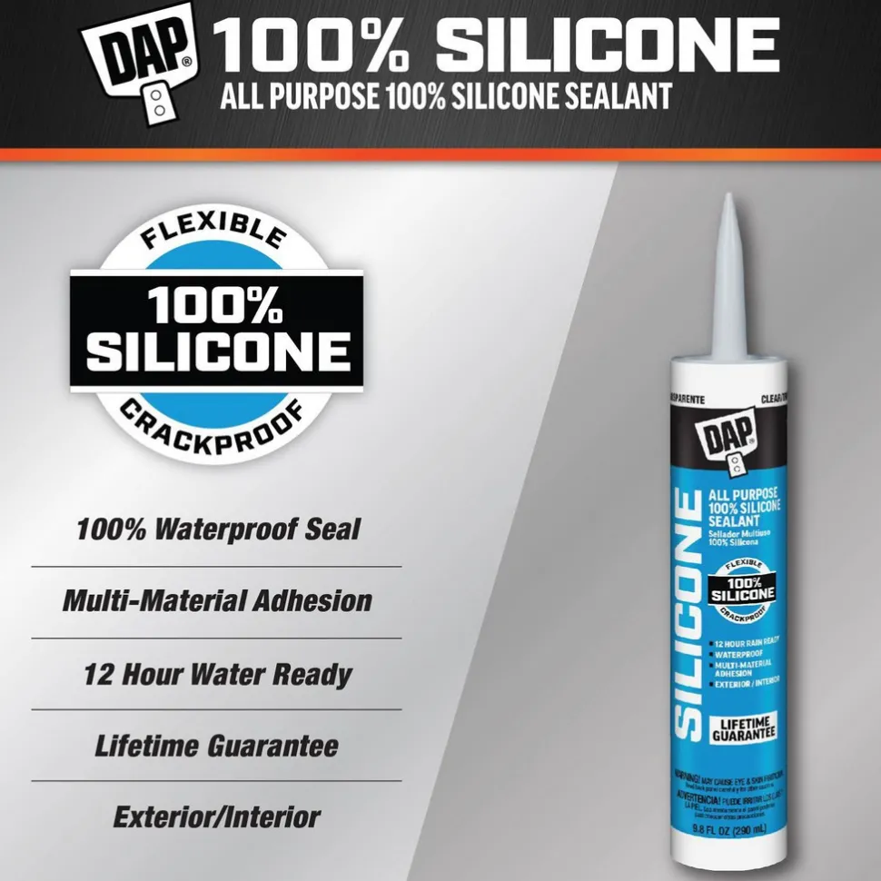 Joint Sealant: 10.1 oz Tube, Clear, RTV Silicone