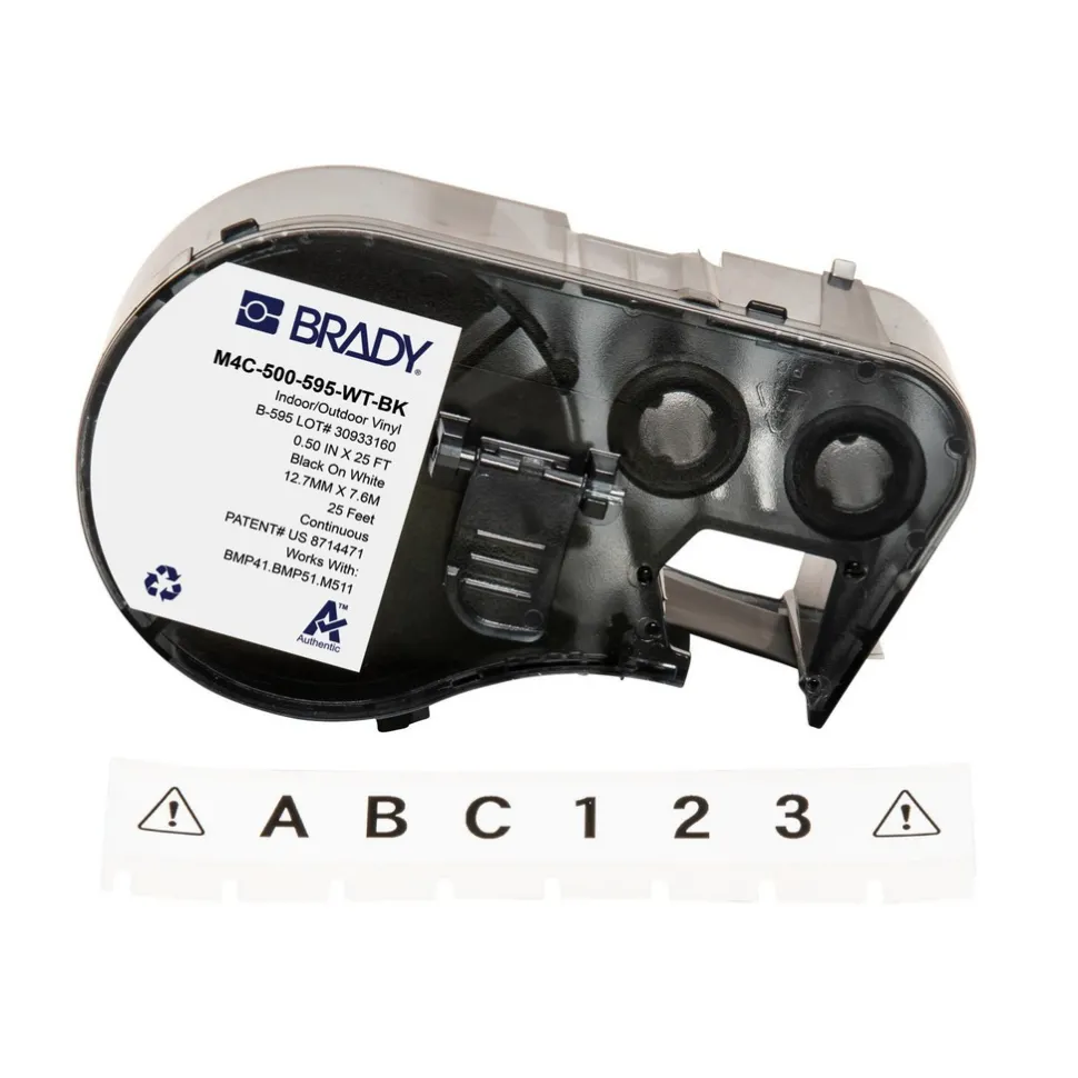 Label Maker Label: Black on White, Vinyl, 1 Roll