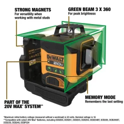 Laser Levels: Level Type: 3-Point, Self-Leveling Cross Line Laser; Laser Class: Class II; Laser Projection Orientation: Vertical, Horizontal; Plumb Type: Down