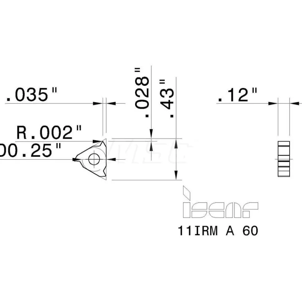 Laydown Threading Insert: 11IRM A 60 IC908, Carbide