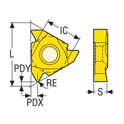 Laydown Threading Insert: 16NRAG60 CP500, Carbide