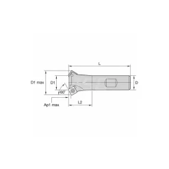 60° Lead Angle, 0.46" to 0.981" Cut Dia, 1/2" Shank Dia, Indexable & Chamfer End Mill