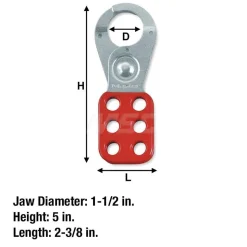 Lockout Hasp: Scissor-Action Hasp, Single Jaw, 6 Padlocks