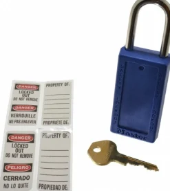 Lockout Padlock: Keyed Different, Thermoplastic, Steel Shackle, Blue