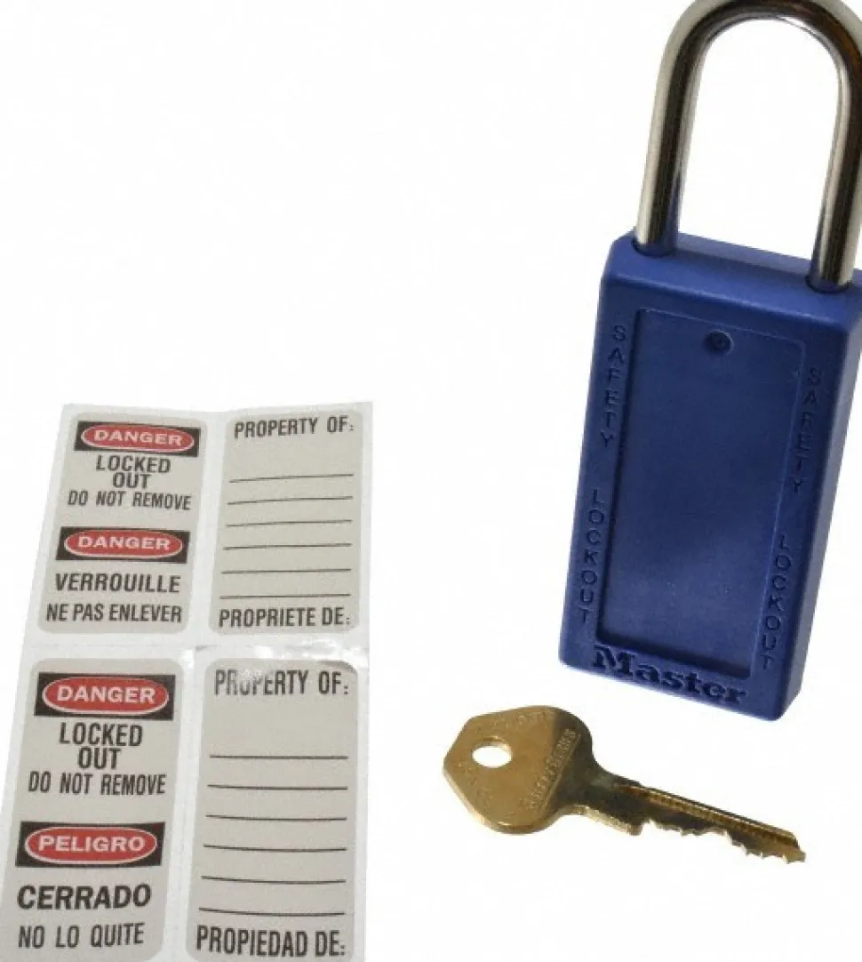 Lockout Padlock: Keyed Different, Thermoplastic, Steel Shackle, Blue