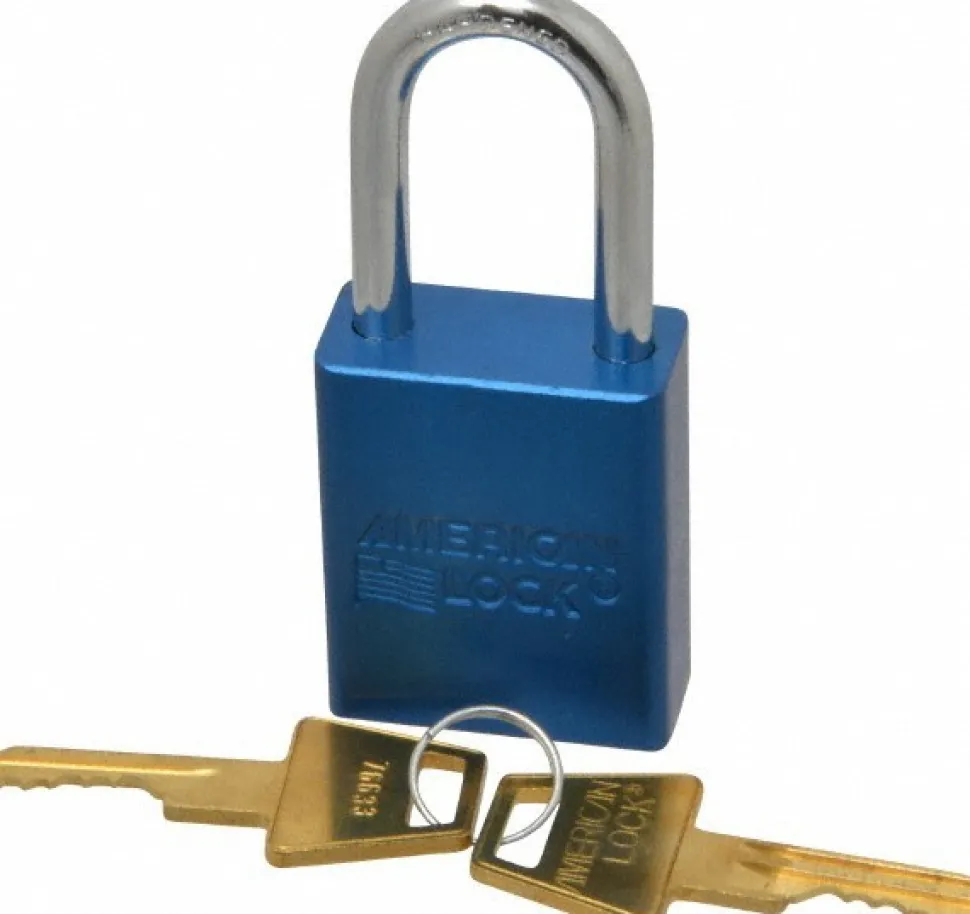 Lockout Padlock: Keyed Different, Aluminum, Steel Shackle, Blue