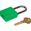 Lockout Padlock: Keyed Different, Thermoplastic, Steel Shackle, Green