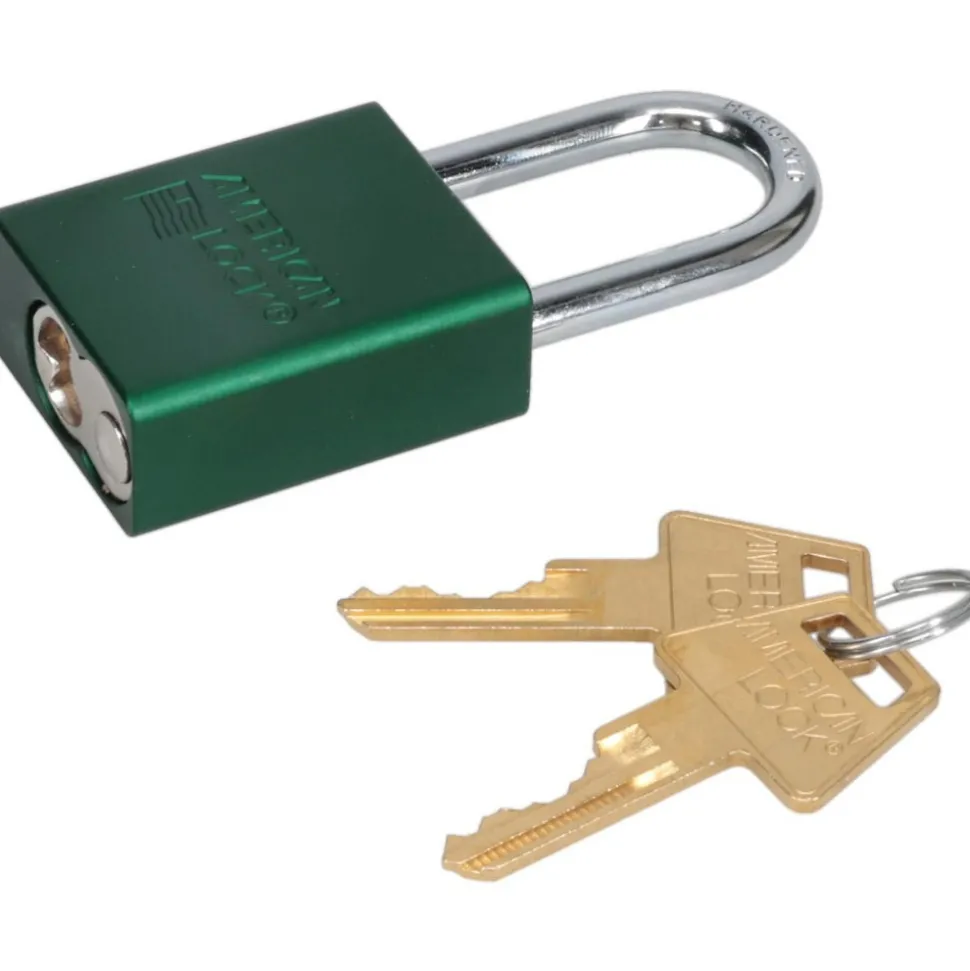 Lockout Padlock: Keyed Different, Aluminum, Steel Shackle, Green