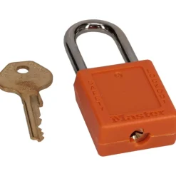 Lockout Padlock: Keyed Different, Thermoplastic, Steel Shackle, Orange