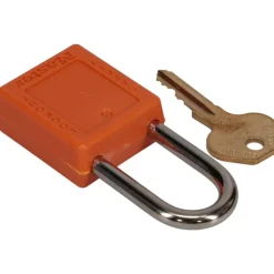 Lockout Padlock: Keyed Different, Thermoplastic, Steel Shackle, Orange