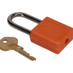 Lockout Padlock: Keyed Different, Thermoplastic, Steel Shackle, Orange