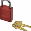 Lockout Padlock: Keyed Different, Aluminum, 1.0000” High, Steel Shackle, Red
