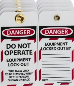 Lockout Tag: Rectangle, 3" High, 6" Wide, Unrippable Vinyl, "Danger"