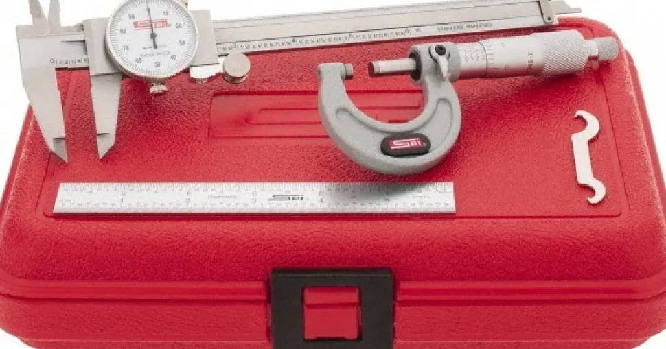 Machinist Caliper, Micrometer & Ruler Kit: 3 pc, 0 to 6" Caliper, 0 to 1" Micrometer