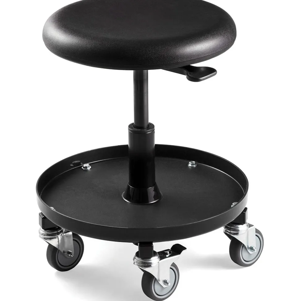 Maintenance Repair Stool: Polyurethane, 2" Seat Depth, Black