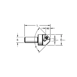 1" Max Dia, 1/2" Shank Dia, 0.38" LOC, 90° Included Angle, Indexable Countersink